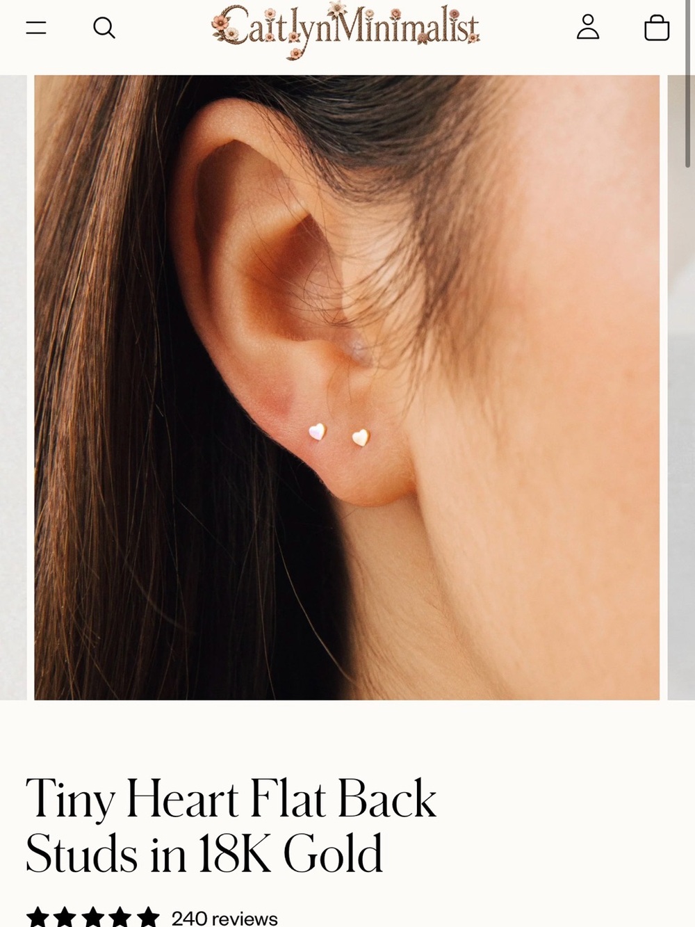 Tiny Heart Flat Back Studs in 18K Gold - Small Heart Earrings